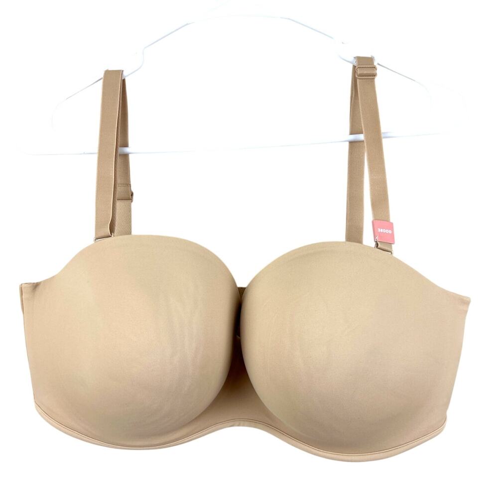 Cacique Womens 38DDD Tan Smooth Boost Multiway Strapless Underwire Bra NEW